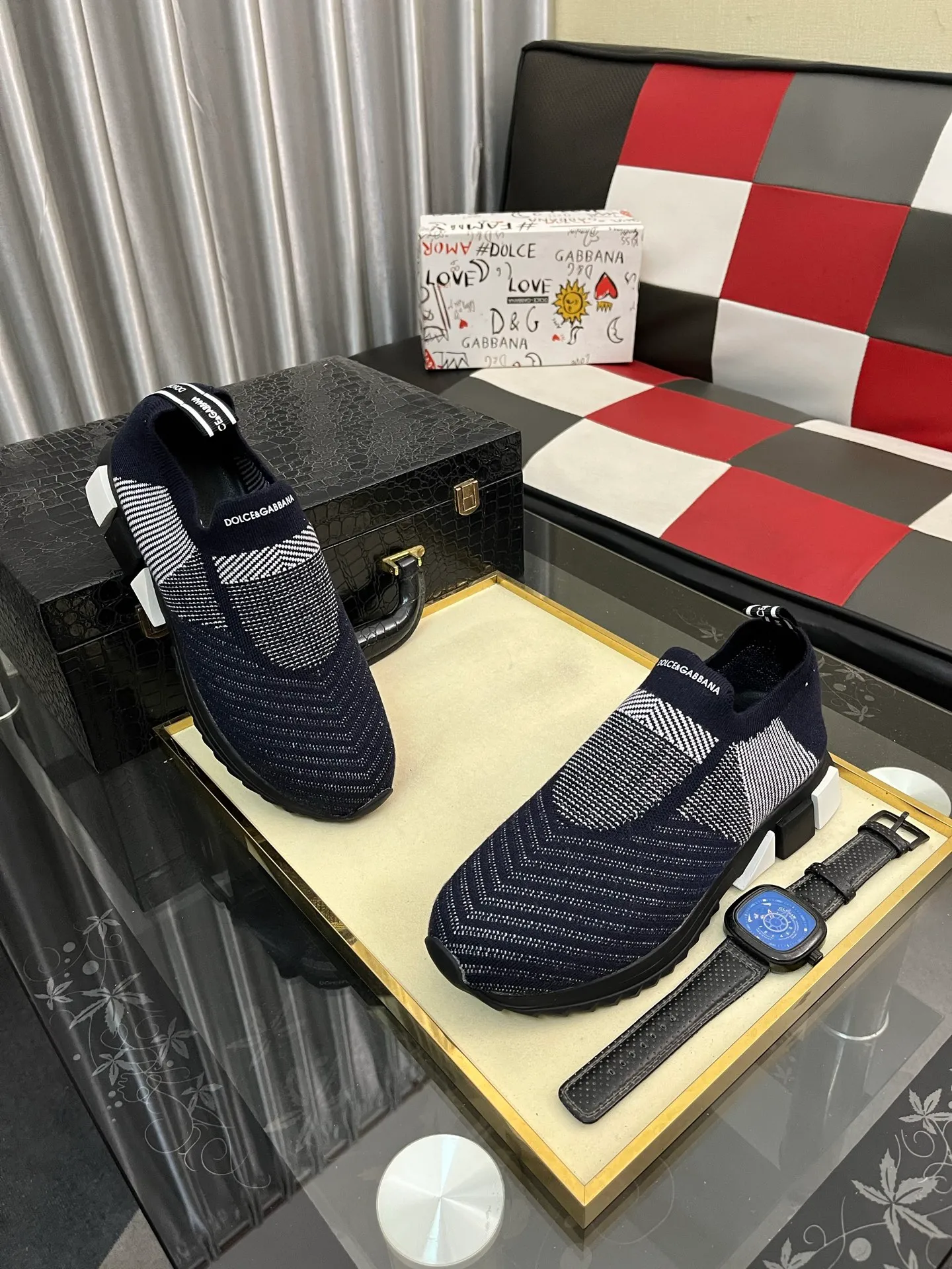 Men's men's shoes💰340⌚️⌚️【DG～】men's casual shoes 2022z cabinet simultaneous sale 🔶🔷🔜The upper is made of cowhide spliced fabric ➕Mesh lining, which is comfortable and breathable. The sole is: the original comfortable and wear-resistant outsole, ⚠️The real thing📱Photographed🎬The real thing is better📢📢📢Size: 35-46